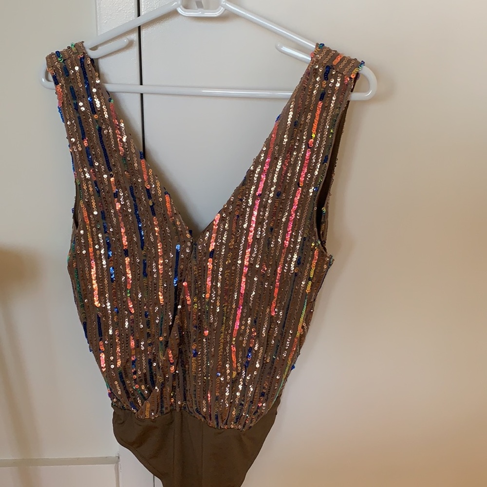 Festive sequin bodysuit with clasp